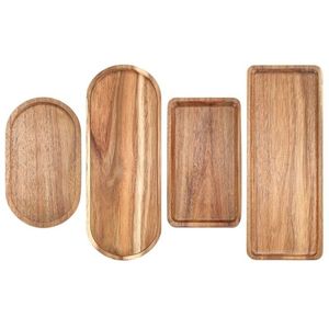 Bandeja de servicio de madera de acacia hecha a mano, plato de madera de nogal para café, fruta, restaurante u hotel, Ventas de Fábrica - Product Image 3