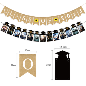 <b>Graduation</b> Party Supplies Sunflower Burlap <b>Banner</b> Congrats Grad Photo Wall Decor Garland - Product Image 3
