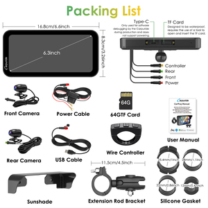 Carpuride W603D Navigation <span class=keywords><strong>GPS</strong></span> pour moto, écran intelligent sans fil CarPlay Android Auto, navigation pour moto, Bluetooth - Product Image 4