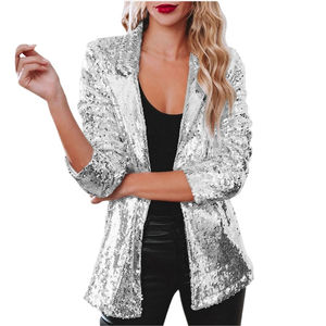 Qualité supérieure Street Fashion Zip Up Fond flexible Deux poches Style Holographique Sequin Danse Porter Unisexe Bomber Vestes - Product Image 3