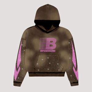 Wholesale Oversized Cropped <b>Hoodie</b> for <b>Men</b> 500Gsm <b>Fleece</b> Custom Logo 100%Cotton for Puff Print Design - Product Image 3