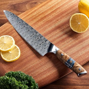Couteau de chef en acier damas de qualité supérieure Couteau de cuisine tranchant pour usage professionnel et domestique Poignée ergonomique Lame pleine soie. - Product Image 3