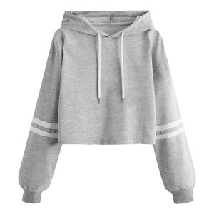 Sweats à capuche de qualité supérieure pour femme pull haut court à manches longues sweats d'entraînement trous pull à capuche écologique - Product Image 1