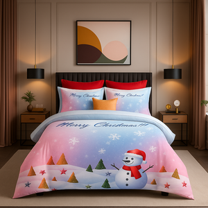 Ensemble de housse de couette double impression numérique motif de Noël festif 200x220 cm Ran force coton - Product Image 6