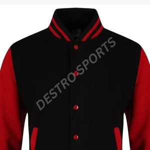 Veste universitaire en cuir personnalisée pour hommes avec écusson brodé à la hausse veste Streetwear à ourlet côtelé de style bombardier - Product Image 5