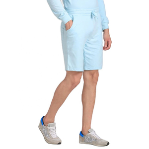 Shorts Bermuda en Coton Bleu Clair pour Homme, Taille Mi-Haute, Cordon de Serrage, Couleur Unie, Tricoté, Respirant, avec Poches - Product Image 4
