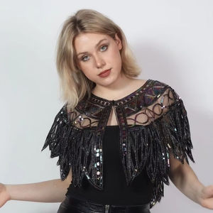 เสื้อคลุมทรงเบอร์เลสก์ประดับด้วยลูกปัดเลื่อมทรงตรงเงาสวยงามสำหรับงานเทศกาลในคลับ - Product Image 1