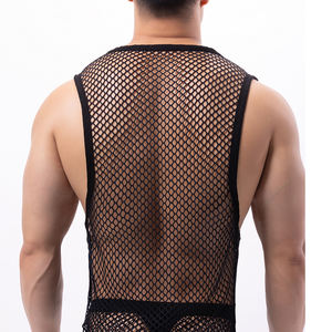 Camisetas sin mangas de malla para hombre al por mayor-Tela transpirable ideal para el verano Streetwear estilo con diseño transpirable - Product Image 5