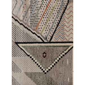 Alfombra Grande de Lana y Seda de Bambú Anudada a Mano, Diseño Geométrico Abstracto, para Hogar, Auto, Pasillo, Modelo Les-2908, Color Marfil - Product Image 3