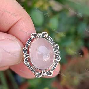 Rose <b>Quartz</b> <b>Ring</b>, Sterling Silver Oval Gemstone January Birthstone Jewelry - Product Image 6
