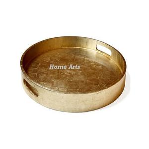 Plateau de service en aluminium couleur or pour snacks Plateau à chocolats de qualité de luxe avec poignées design pour mariage - Product Image 4