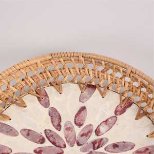 Bandeja de Ratán con Decoración de Nácar, Bandeja de Servicio de Ratán - Product Image 5