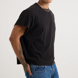 Camisetas recortadas de alta calidad para hombre 100% algodón Streetwear negro sólido con diseño personalizado - Product Image 6