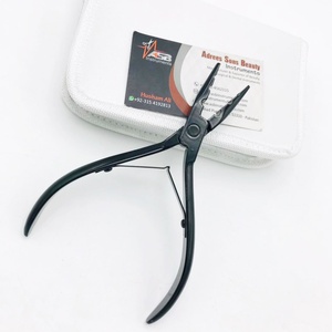 Pince d'extension de cheveux noire en acier inoxydable avec 3 trous outil d'extension de cheveux multifonctionnel pour enlever les cheveux Micro anneau boucle - Product Image 1