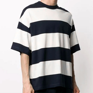 T-shirt da uomo estiva Casual a mezza manica in cotone organico con stampa girocollo in Top di <span class=keywords><strong>abbigliamento</strong></span> a righe stile Street - Product Image 3