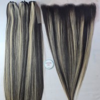 Vente en gros Extensions de cheveux humains de couleur claire de 22 pouces sans enchevêtrement sans perte d'os fermeture droite avec faisceaux de points forts disponibles