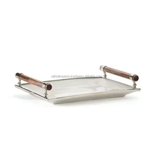 Bandeja Decorativa Rectangular de Aluminio Moderna Multifuncional Hecha a Mano, Estilo Interior de Lujo de Alta Gama, Zahid Exports Global - Product Image 1