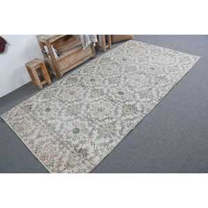 Tapis vintage turc écologique en patchwork 4,6x8,6 pieds, vert, en laine orientale avec envers en latex - Product Image 2