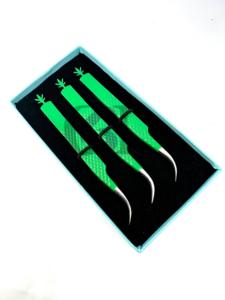 แหนบด้ามโค้งสีเขียวเคลือบผงแบบใหม่ ดีไซน์รูปต้นไม้ ทำจากสแตนเลส ป้องกันไฟฟ้าสถิต ปลายหยัก - Product Image 6