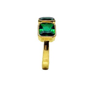 Everyday Wear 925 Sterling Silver Gold Plated Emerald Gemstone Fashionable <b>Baguette</b> Shape Adjustable Ring - Product Image 4