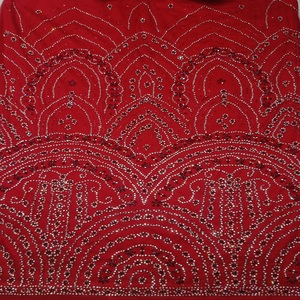 Tissu de dentelle perlée fait à la main de luxe avec franges Style traditionnel écologique quantité minimale de commande 5 Yards - Product Image 1