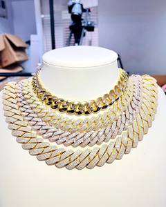 ฮิปฮอปหน้าอกลง925เงินสเตอร์ลิงสร้อยคอคิวบา VVS Moissanite เพชร15มม. สายโซ่เชื่อมโยงออกคิวบา - Product Image 1