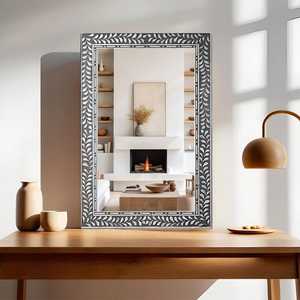 Cadre de miroir en incrustation de vadrouille élégant Forme de fleur de nacre unique pour décoration de vente de Noël Incrustation d'os unique - Product Image 4