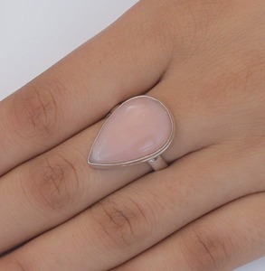 แสตมป์925ของขวัญแต่งงานแหวนดีไซน์เนอร์คุณภาพดีที่สุดเครื่องประดับคลาสสิก925สเตอร์ลิงเงินแฮนด์เมดพลอยสีชมพูควอตซ์แหวนสปินเนอร์ - Product Image 4