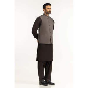 Basic Grey Men's <b>Summer</b> Eastern Wear Waistcoat with Button <b>Decoration</b> Regular Fit Outerwear Model WC-STY25-008 - Product Image 2