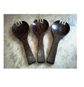 Juego de Cucharas para Servir Ensaladas de Madera Artesanal Mirha International con 2 Espátulas, Utensilios Hechos a Mano Sostenibles, Tamaño S, Aptos para Congelador - Product Image 1