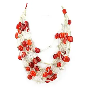 Red Stone Beaded Statement <b>Necklace</b> for Women <b>Fashion</b> <b>Power</b> Jewelry - Product Image 2