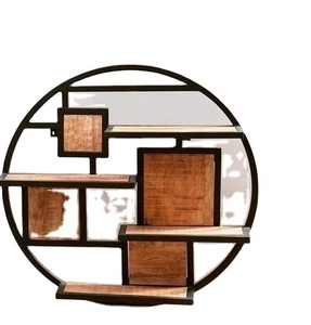 Estante colgante clásico para hogar, Hotel, restaurante, sala de estar, dormitorio, decorativo, forma redonda, para pared, suministros de madera y Metal - Product Image 1