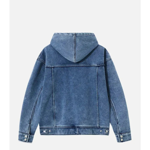Automne hiver Streetwear mode sweat à capuche personnalisé Denim à capuche unisexe hommes sweats à capuche et sweats cravate-teinture à capuche Cowboy manteau d'hiver - Product Image 2