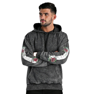 Sudadera con capucha de algodón 100% lavado con ácido de gran tamaño para hombre, conjuntos de sudadera de peso pesado personalizados para invierno, transpirable con OEM - Product Image 1