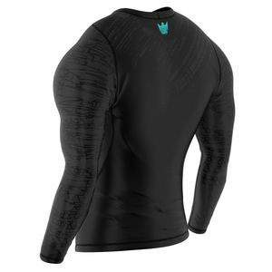 Ensemble de vêtements de sport unisexe à compression, imprimé par transfert thermique, avec logo personnalisé, faible MOQ, pour MMA, comprenant un rashguard et des shorts - Product Image 3