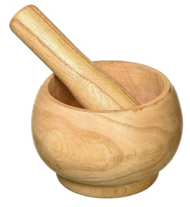 Juego de mortero y Maja de madera Natural pulida brillante de alta calidad para suministros de cocina para el hogar sal especias hierbas herramientas Material madera - Product Image 3