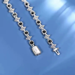 Full Moissanite Diamond Tennis <b>Necklace</b> Bracelet <b>For</b> Women <b>Men</b> 925 Sterling <b>Silver</b> Certified Plated 18k White Gold Party Jewelry - Product Image 2