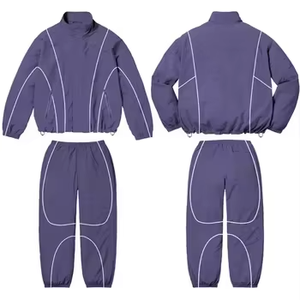 Survêtement d'entraînement personnalisé d'hiver imprimé, coupe-vent zippé en nylon, survêtement en polyester pour hommes, streetwear respirant en polaire - Product Image 2