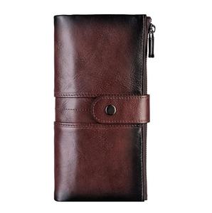 Cartera larga con logotipo personalizado 2025 para hombre, ligera, de alta calidad, con cierre de botón a presión, tendencia OEM, piel auténtica, precio al por mayor - Product Image 6