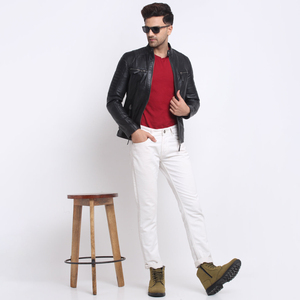 Veste de motard en cuir d'agneau véritable pour homme, prix bas, design élégant, broderie personnalisée, confortable, douce, coupe-vent, printemps - Product Image 2