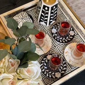 Sous-verres élégants en incrustation d'os faits à la main Tapis de boisson à faible coût pour une utilisation en fête pour boire servant la cuisine et le salon - Product Image 2