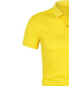 Camiseta Polo Amarillo Brillante Personalizada para Hombre, Transpirable, de Algodón y Poliéster, Manga Corta, Logotipo Personalizado, Uniforme Corporativo Informal - Product Image 3