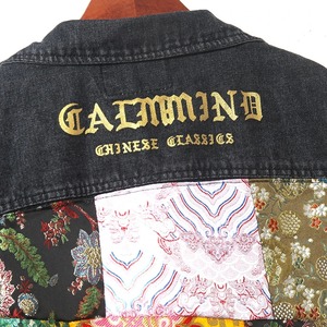 Veste en jean en peau de mouton véritable style streetwear décontracté pour homme, broderie de lettres, imprimé patchwork, jeans en toile - Product Image 5