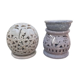 เชิงเทียนหินสบู่ธรรมชาติบริสุทธิ์สำหรับเป็นของขวัญเทศกาลดิวาลี - Product Image 1