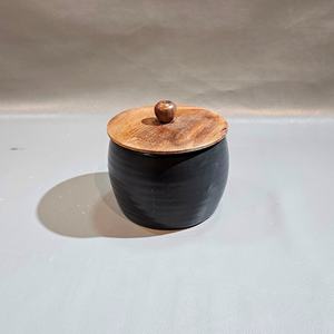 Contenedor de almacenamiento de cerámica redondo al por mayor con tapa de madera multifuncional para comida cocina hogar restaurante Hotel uso - Product Image 3