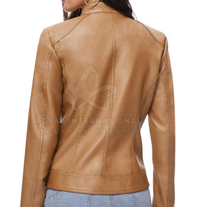 แจ็กเก็ตหนังสีพื้นของผู้หญิงระบายอากาศได้ดีดีไซน์สำหรับผู้หญิงและเด็กผู้หญิง - Product Image 4