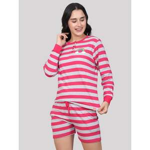 Conjunto de Camiseta y Pantalones Cortos de Punto 100% Algodón Súper Suave para Mujer Evolve, Cuello Redondo, Mangas Largas con Bolsillos, Color Gris Cómodo - Product Image 3