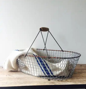 Cesta de almacenamiento de pan de alambre de Metal de forma ovalada hecha a mano con revestimiento negro para mesa y utensilios de cocina cesta de almacenamiento de pan - Product Image 3