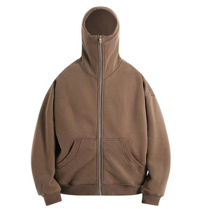 Pull-over masqué à logo personnalisé Sweats à capuche à fermeture éclair avec épaules tombantes Sweat à capuche uni à fermeture éclair pour hommes Streetwear Fashion - Product Image 3