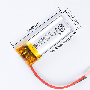 Baterías para Auriculares Bluetooth Suministradas por Fábrica de Celdas de Polímero de Litio HHS 601230 180mAh <span class=keywords><strong>170mAh</strong></span> 3.7V Batería Recargable de Alta Calidad - Product Image 2